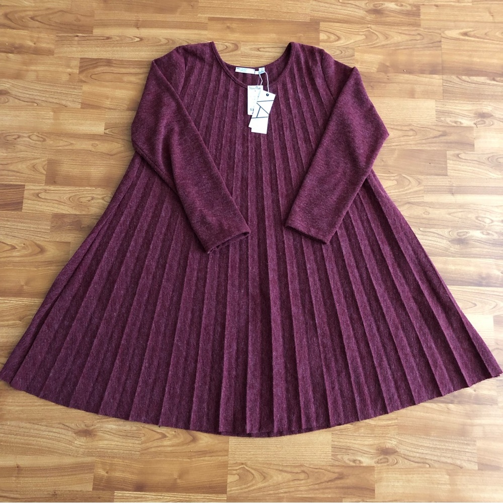 Pleated sweater dress